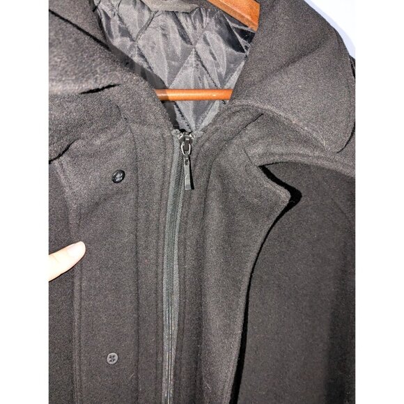 Lauren Ralph Lauren Men Blk Wool Cashmere Coat Lg 42 quilted Button Zip overcoat - Picture 8 of 16